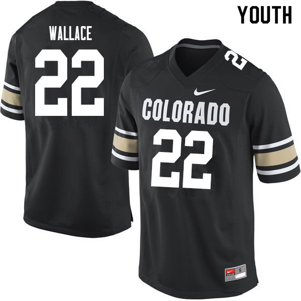 Youth #22 L.J. Wallace Colorado Buffaloes College Football Jerseys Sale-Home Black - Click Image to Close